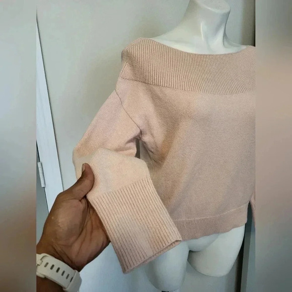 Anthropologie Moth Off Shoulder Super Soft Pink Sweater(XS) - Picture 6 of 11